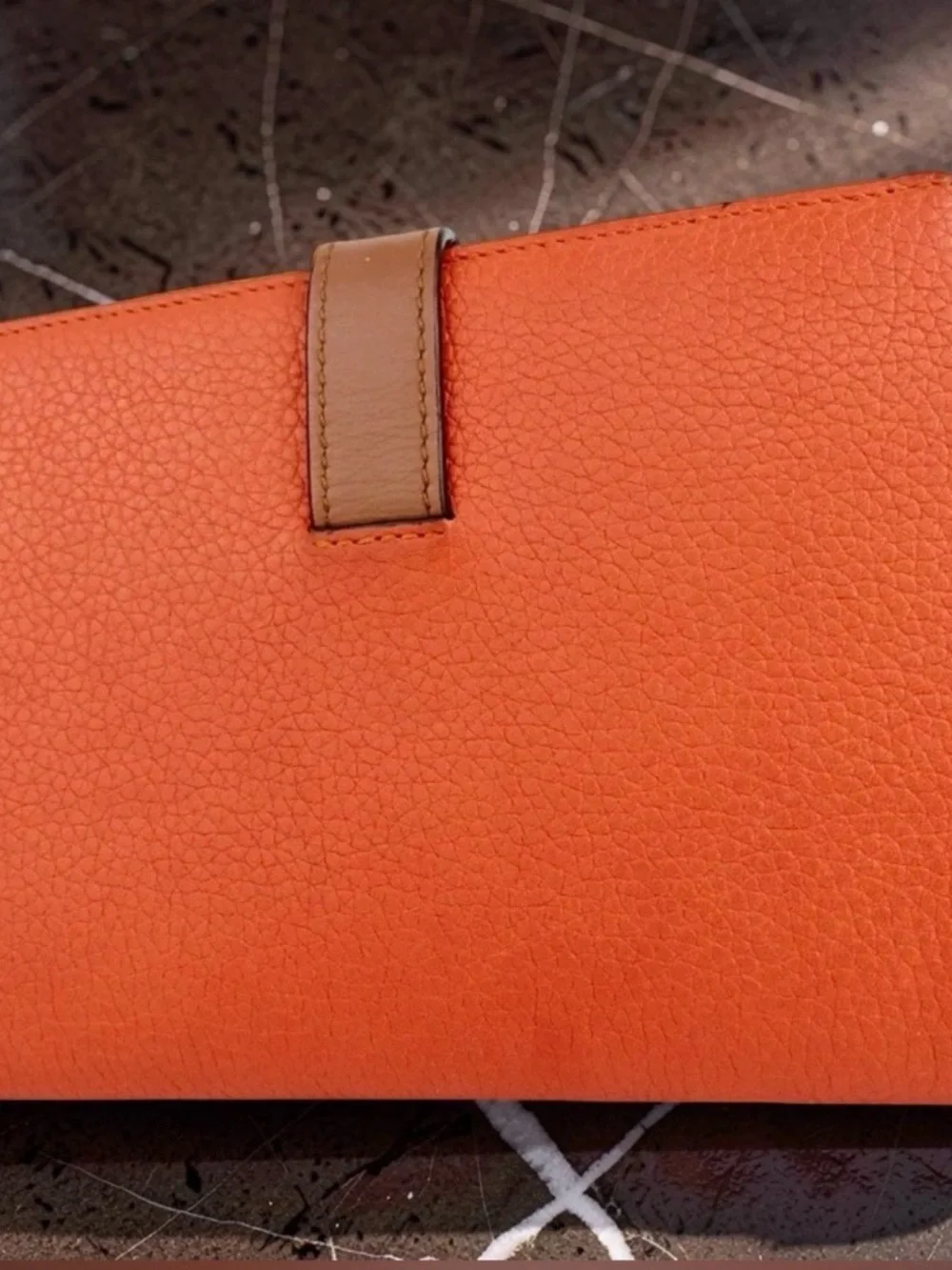 LOEWE Orange Bifold Card Holder with Anagram Strap
